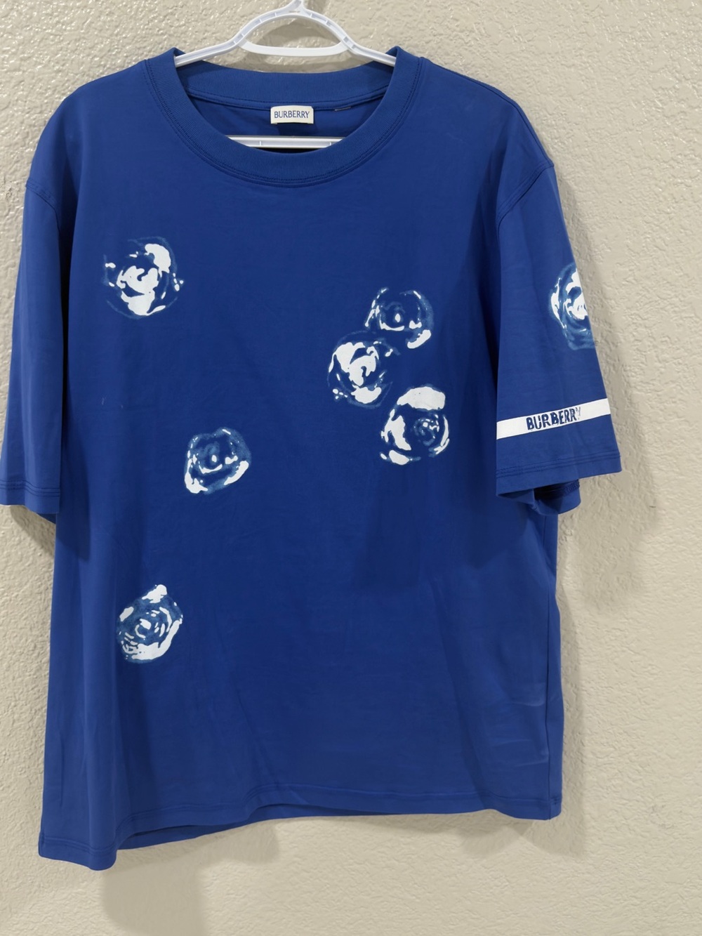 Burberry Royal Blue Tee with White Floral Prints